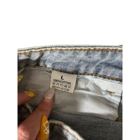 Our True Fate Denim Bermuda Shorts – Rhinestone Cross Embellished – Size L - Picture 4 of 7